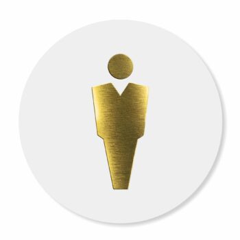 Tabliczka toaleta męska z laminatem biały/złoty