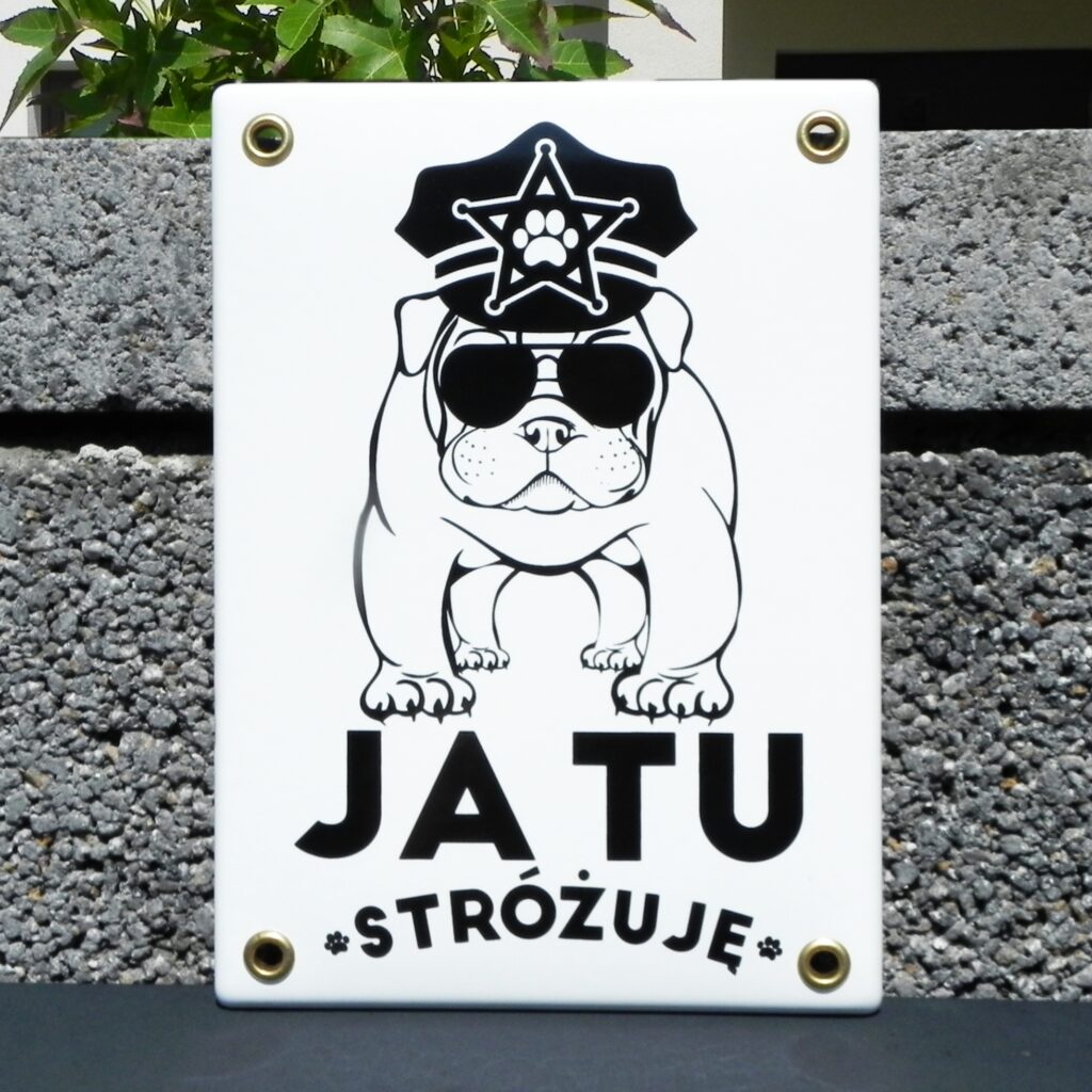 zabawna tablica uwaga pies