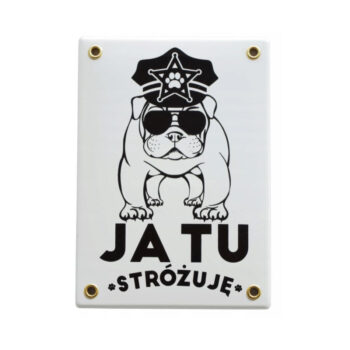 zabawna tabliczka uwaga pies