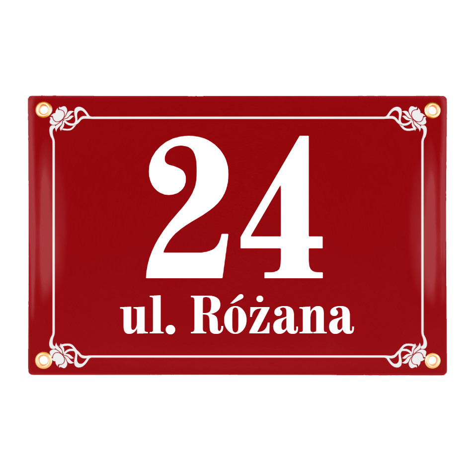ozdobna emaliowana tablica adresowa