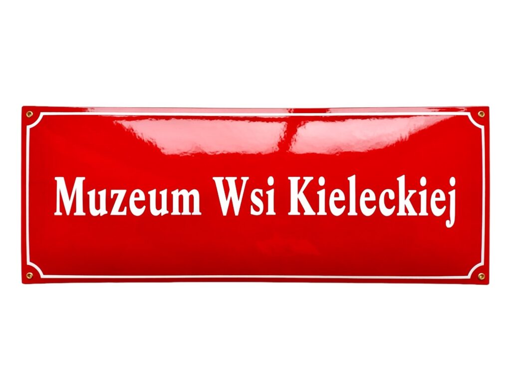 Tablica emaliowana czerwona z 1 wierszem tekstu