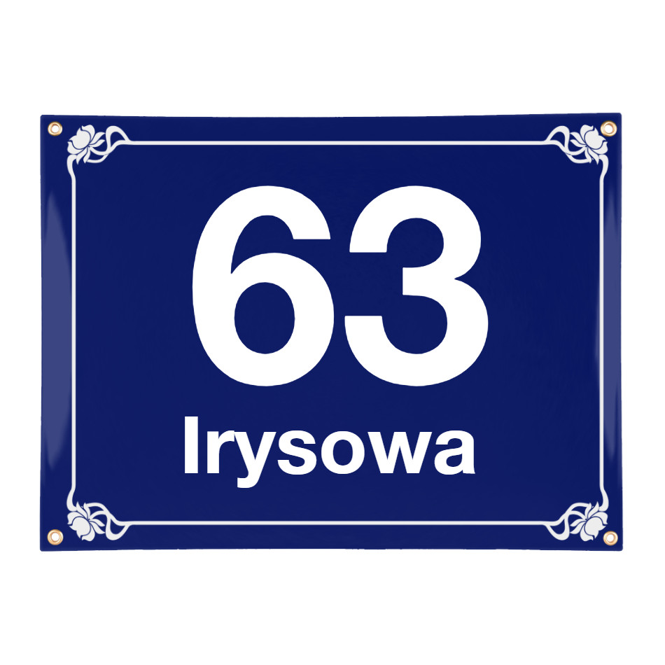kwiatowa emaliowana tablica adresowa