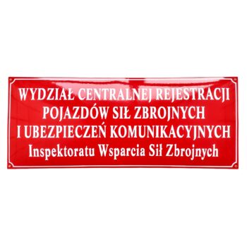 emaliowana czerwona tablica urzędowa