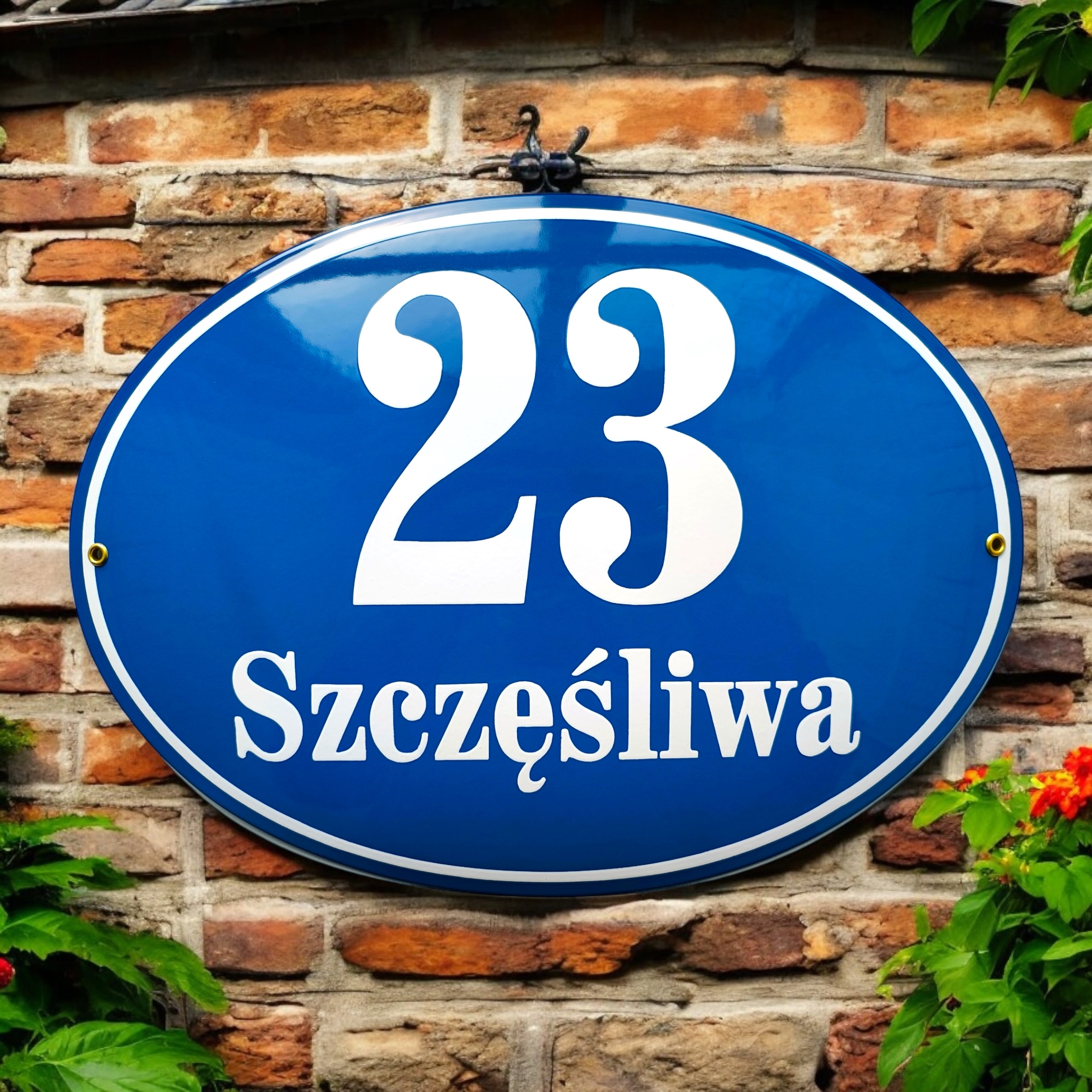 owalna emaliowana tablica adresowa
