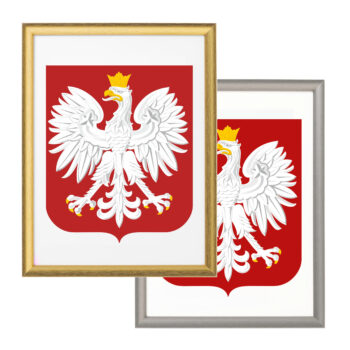 godło polski w ramie drewnianej