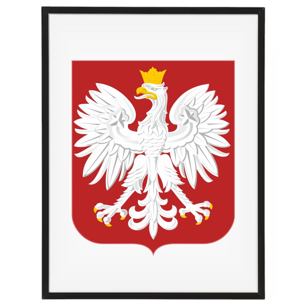 godło w czarnej ramie