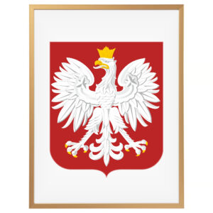 godło w ramie złotej aluminiowej
