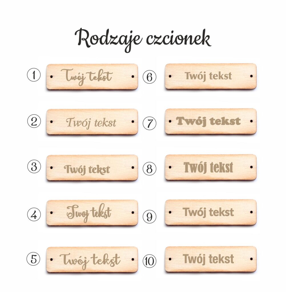 brelok reklamowy czcionki