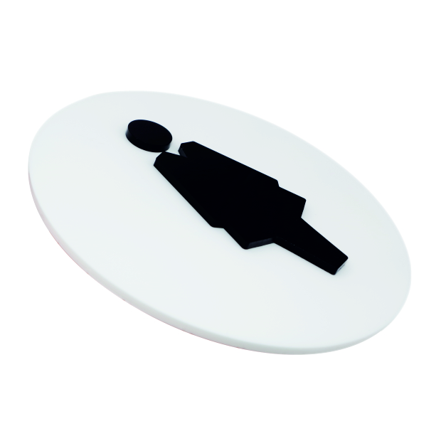 Tabliczka na Toaletę 3D – Biały / Czarny, Ø 14 cm - obrazek 5