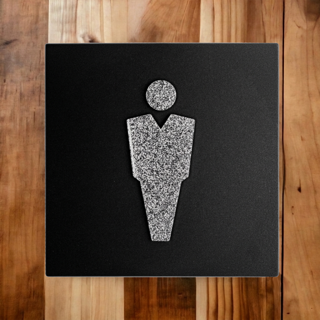 Tabliczka na Toaletę 3D – Czarny / Srebrny Brokatowy, 14x14 cm - obrazek 5