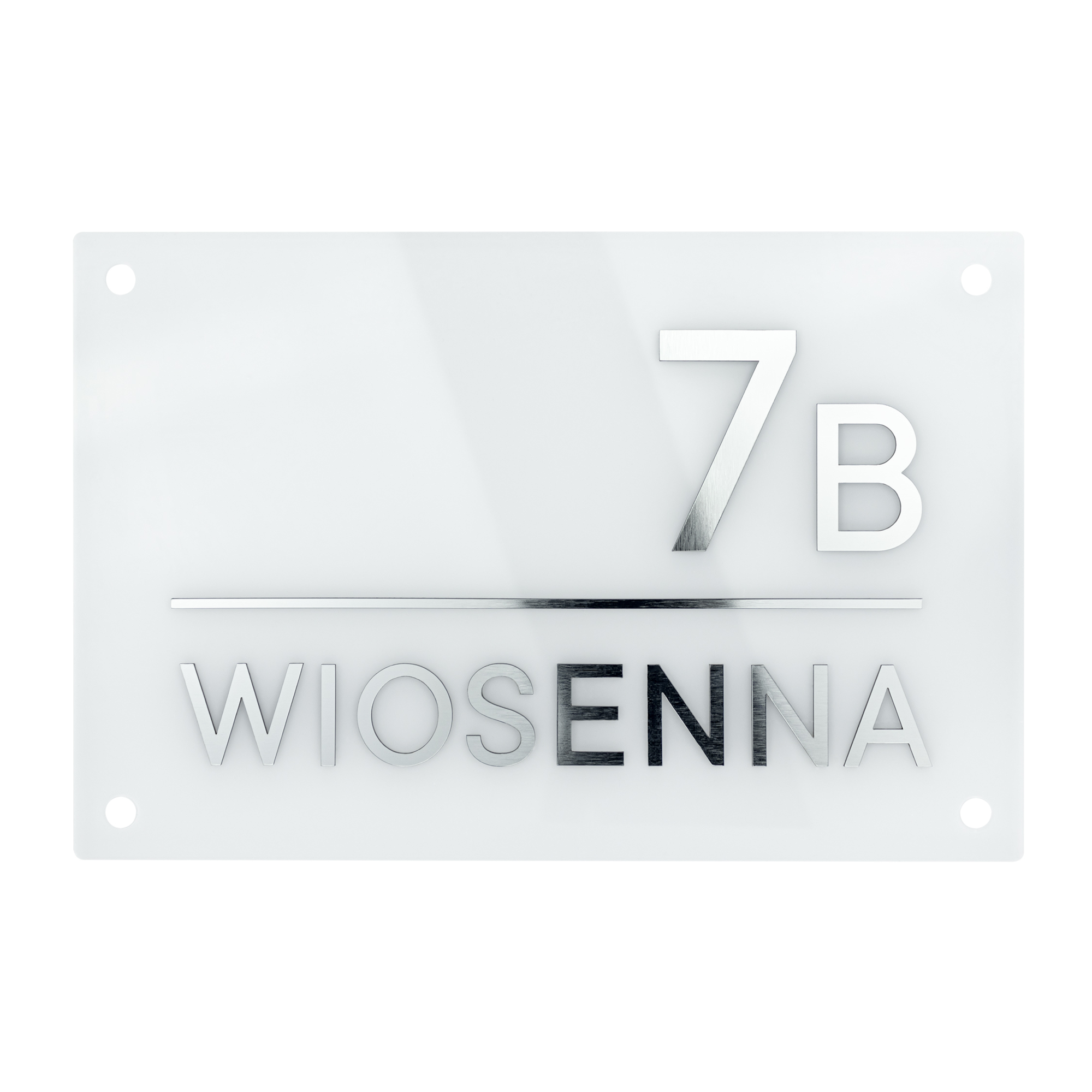 Tablica adresowa 19x29 cm z plexi – biały + srebrny
