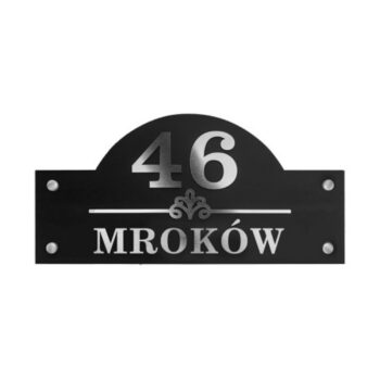 Tablica adresowa 19x39 cm z plexi – czarny + srebrny
