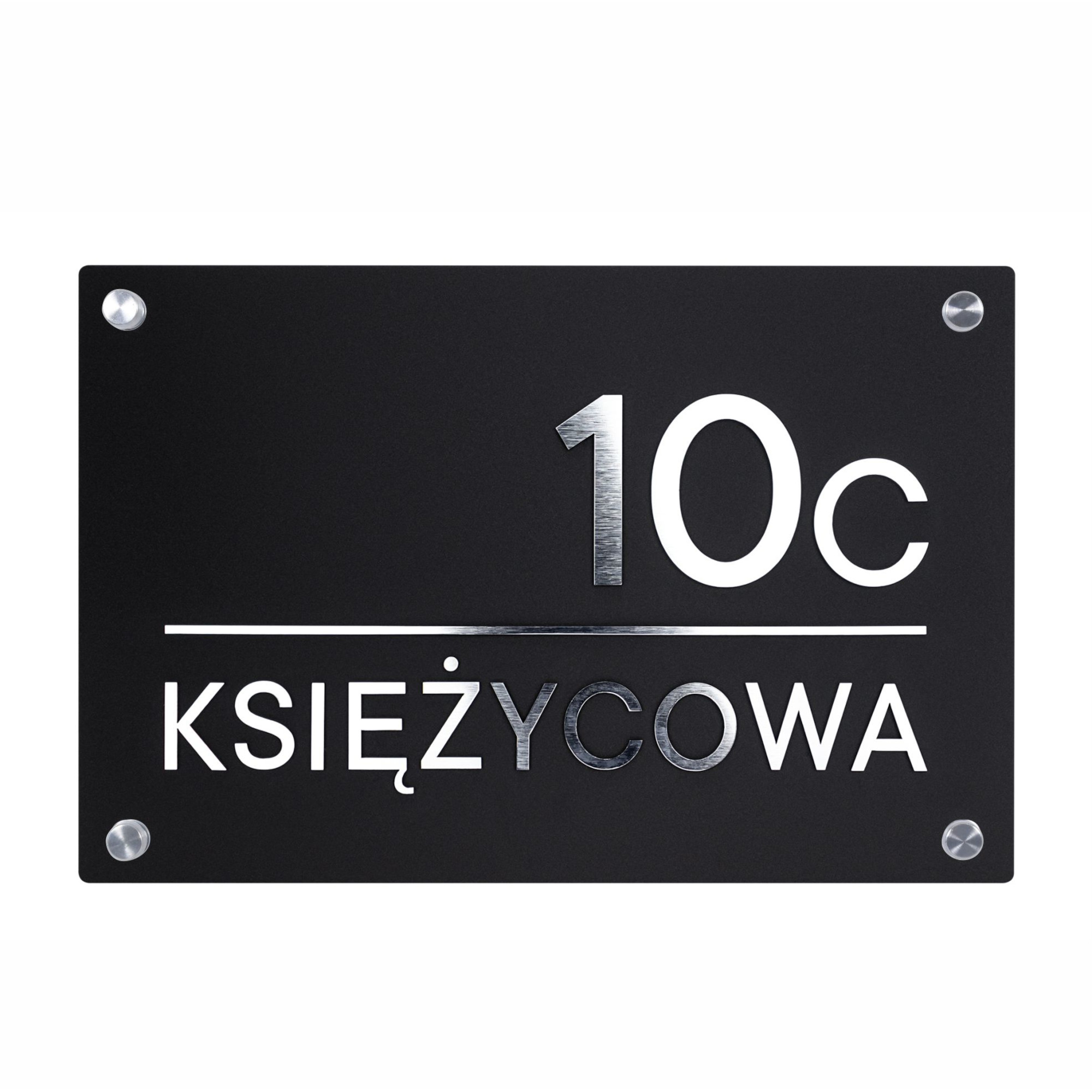 Tablica adresowa 19x29 cm z plexi – czarny + srebrny