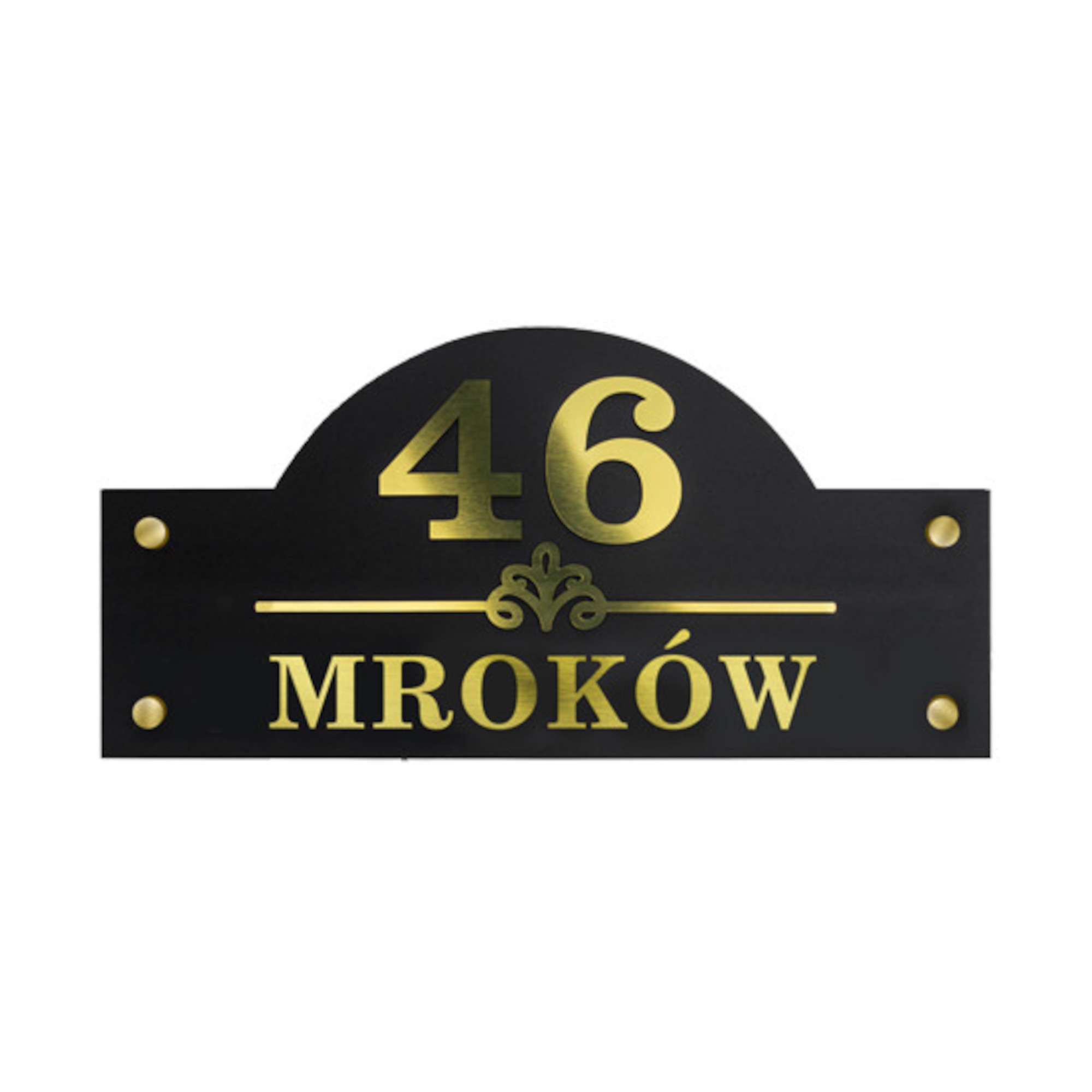 Tablica adresowa 19x39 cm z plexi – czarny + złoty