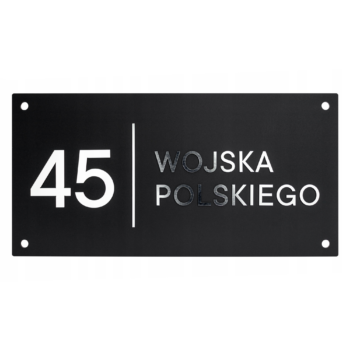 Tablica adresowa 19x38 cm z plexi – czarny + srebrny