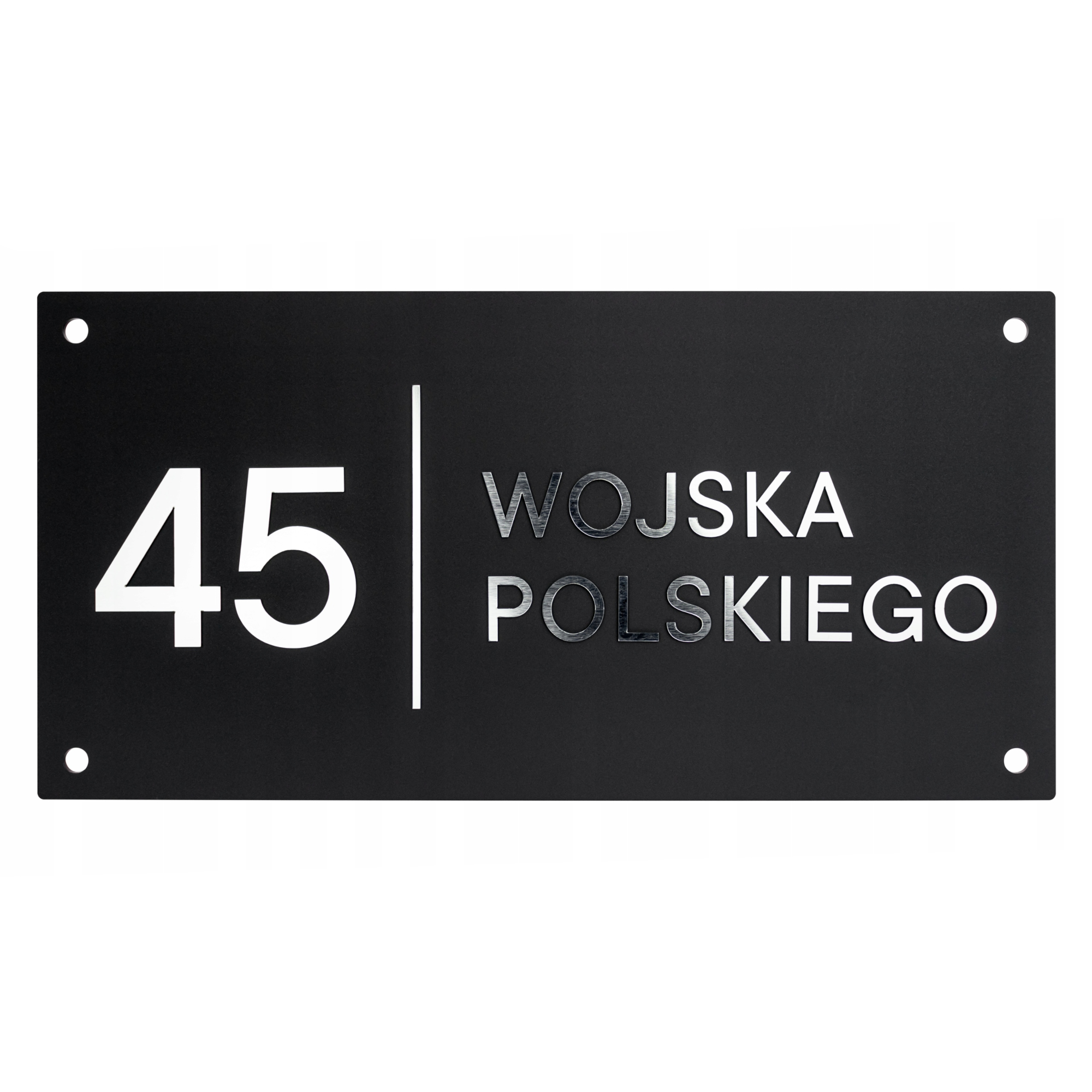Tablica adresowa 19x38 cm z plexi – czarny + srebrny